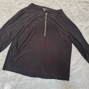 Dressy Black Long Sleeve Top (Roz & Ali) Size 1X